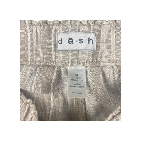 Dash Striped Linen Blend Cropped Pants Size Medium Elastic Waist Drawstring - Picture 4 of 6